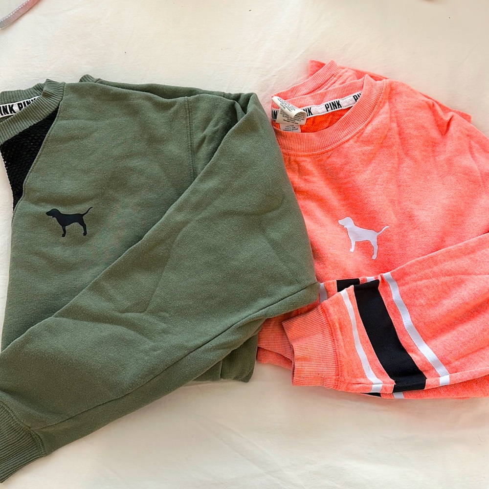 Two Victoria Secret Varsity Sweatshirts
